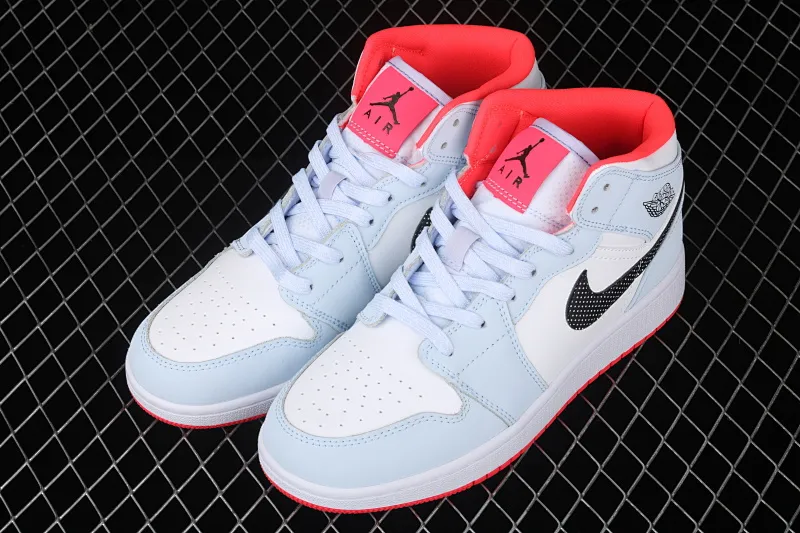 All categories Air Jordan Jordan series basketball shoes Air Jordan 1 Mid Air Jordan 1 Mid AJ1 Joe 1 snowflake ice blue color mid-top basketball shoes 555112-400